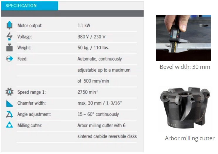beveling machine specifications